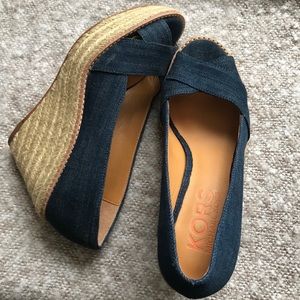 ✨NWOT✨Michael Kors Upland Denim Wedge Sandals